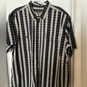 Men’s black and white ridge cut tough wear button down casual shirt